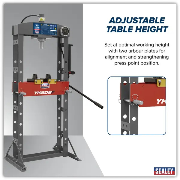Sealey YK209F Premier Heavy-Duty Floor Type Hydraulic Press 20 Tonne