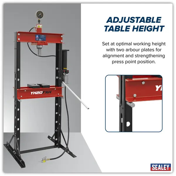 Sealey YK20FAH Air/Hydraulic Floor Type Press 20 Tonne