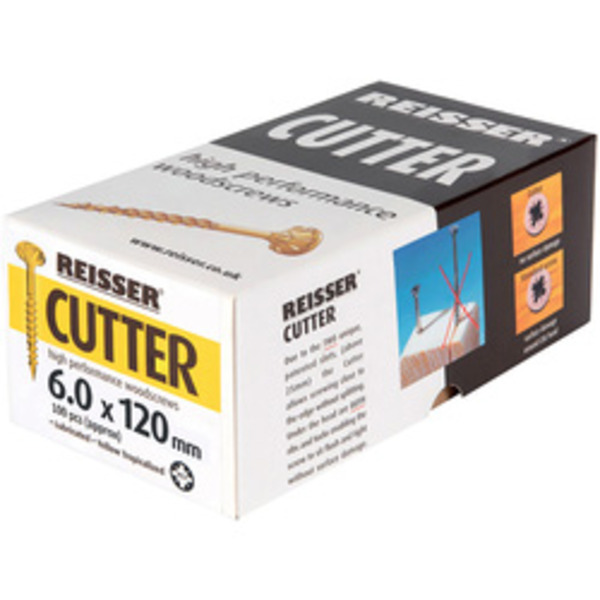 Reisser 8221S220601202 Cutter Yellow Countersunk Pozi Screws 6.0mm X 120mm (Box Of 200)