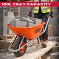Excel 10092 Heavy Duty 100L Orange Wheelbarrow with Chrome Plated Frame