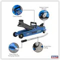 Sealey 1020LEB Low Profile Short Chassis Trolley Jack 2 Tonne - Blue