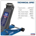 Sealey 2001LEBL Low Profile Trolley Jack with Rocket Lift 2.25 Tonne - Blue