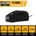 JCB 18V 115mm 4 1/2 Cordless Angle Grinder with 2 x 3.0Ah Li-ion Batteries & 2.4A Fast Charger, M14 Thread | JCB-18AG-3C-V2