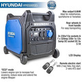 Hyundai 6600W/6.6kW Remote Electric Start Petrol Portable Inverter Generator | HY6500SEi