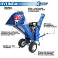 Hyundai 420cc 100mm Petrol Wood Chipper Shredder, Mulcher, 4-Stroke Engine| HYCH1500E-2