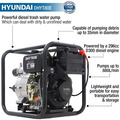 Hyundai DHYT80E 80mm 3 Electric Start Open Frame Diesel Trash Water Pump, 25m Total Head, 6m Lift, 880min Flow Rate, 6hp, 296cc