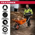 Excel 10092 Heavy Duty 100L Orange Wheelbarrow with Chrome Plated Frame