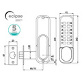 Eclipse ED15 Push-Button Digital Lock - Silver - FD60 Fire Rated - Holdback Facility - 70249