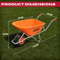 Excel 10092 Heavy Duty 100L Orange Wheelbarrow with Chrome Plated Frame