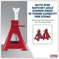 Sealey AAS10000 Auto Rise Ratchet Axle Stands (Pair) 10 Tonne Capacity per Stand