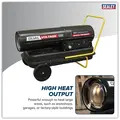 Sealey AB1850DV Dual Voltage Space Warmer® Kerosene/Diesel Heater with Wheels 185,000Btu/hr(55kW)