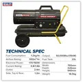Sealey AB500DV Dual Voltage Kerosene/Diesel Space Warmer&reg; Heater with Wheels 50,000Btu/hr