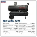 Sealey ABI600 Space Warmer&reg; Indirect Kerosene/Diesel Heater with Wheels 68,000Btu/hr