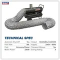 Sealey ABI600COMBO Space Warmer® Indirect Kerosene/Diesel Heater 68,000Btu/hr with 5M Ducting
