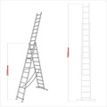Sealey Extension Combination Ladder 3 x 12 Aluminium - EN 131