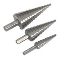 Sealey AK4746 Double Flute HSS 4341 Step Drill Bit Set 3pc