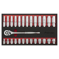 Sealey AK66723 Premier Ratchet Wrench & Socket Set 1/2