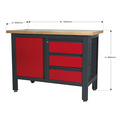 Workbench with 3 Drawers & Cupboard