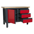 Workbench with 3 Drawers & Cupboard
