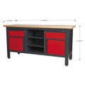 Sealey Workbench with 2 Drawers, 2 Cupboards & Open Storage