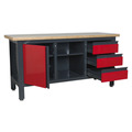 Sealey Workbench with 3 Drawers, 1 Cupboard & Open Storage