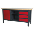 Sealey Workbench with 3 Drawers, 1 Cupboard & Open Storage