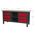 Workbench with 6 Drawers & Open Storage