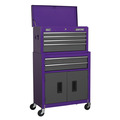 American PRO® Topchest, Mid-Box Tool Chest & Rollcab Stack 9 Drawer - Purple