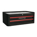 Premier™ Retro Style Mid-Box Tool Chest 2 Drawer - Black with Red Anodised Drawer Pulls