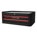 Premier™ Retro Style Mid-Box Tool Chest 2 Drawer - Black with Red Anodised Drawer Pulls