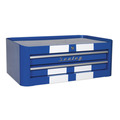 Premier™ Retro Style Mid-Box Tool Chest 2 Drawer - Blue with White Stripes