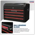 Sealey AP28104BR Premier&trade; Retro Style Topchest 4 Drawer - Black with Red Anodised Drawer Pulls
