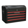 Sealey Premier™ Retro Style Topchest 4 Drawer - Black with Red Anodised Drawer Pulls