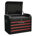 Sealey Premier™ Retro Style Topchest, Mid-Box Tool Chest & Rollcab Combination 10 Drawer - Black with Red Anodised Drawer Pulls