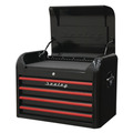 Sealey Premier™ Retro Style Topchest 4 Drawer - Black with Red Anodised Drawer Pulls