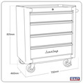 Sealey Premier™ Retro Style Rollcab 4 Drawer - Black with Red Anodised Drawer Pulls