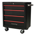 Sealey Premier™ Retro Style Rollcab 4 Drawer - Black with Red Anodised Drawer Pulls