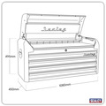 Sealey Premier™ Retro Style Wide Topchest 4 Drawer - Black with Red Anodised Drawer Pulls