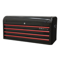 Sealey Premier™ Retro Style Wide Topchest 4 Drawer - Black with Red Anodised Drawer Pulls