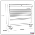Sealey AP41206BR Premier™ Retro Style Wide Rollcab 6 Drawer - Black with Red Anodised Drawer Pulls