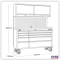 Sealey AP5520SS Premier™ Mobile Stainless Steel Tool Cabinet 10 Drawer with Backboard & 2 Wall Cupboards