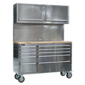Sealey Premier™ Mobile Stainless Steel Tool Cabinet 10 Drawer with Backboard & 2 Wall Cupboards