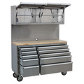 Sealey Premier™ Mobile Stainless Steel Tool Cabinet 10 Drawer with Backboard & 2 Wall Cupboards