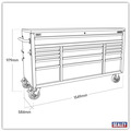 Sealey AP6115BE Superline PRO® Black Edition Mobile Trolley with Wooden Worktop 15 Drawer 1549mm