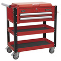 Sealey Superline PRO® Heavy-Duty Mobile Tool & Parts Trolley with Lockable Top & 2 Drawers - Red