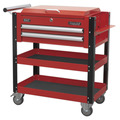 Sealey Superline PRO® Heavy-Duty Mobile Tool & Parts Trolley with Lockable Top & 2 Drawers - Red