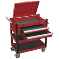 Sealey Superline PRO® Heavy-Duty Mobile Tool & Parts Trolley with Lockable Top & 2 Drawers - Red