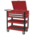 Sealey Superline PRO® Heavy-Duty Mobile Tool & Parts Trolley with Lockable Top & 2 Drawers - Red