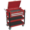 Sealey Superline PRO® Heavy-Duty Mobile Tool & Parts Trolley with Lockable Top & 2 Drawers - Red