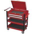 Sealey Superline PRO® Heavy-Duty Mobile Tool & Parts Trolley with Lockable Top & 2 Drawers - Red